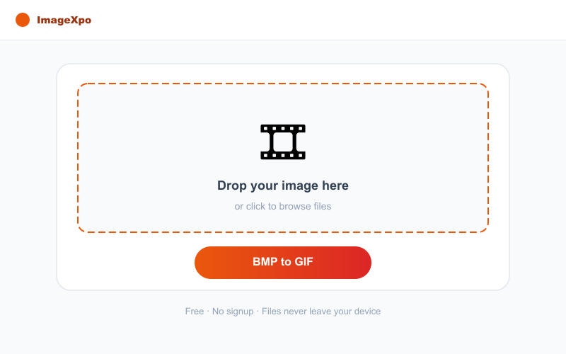 BMP to GIF Converter Free Online — 100% Free Online — Tool interface