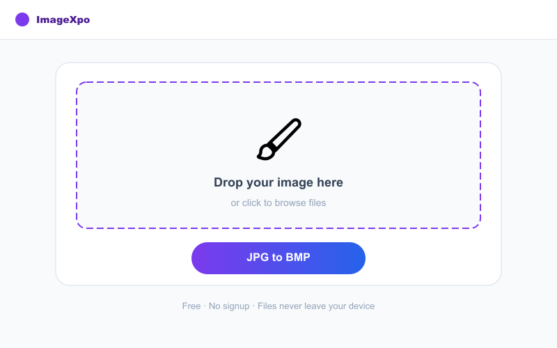 JPG to BMP Converter Free Online - High Fidelity Bitmaps — Tool interface